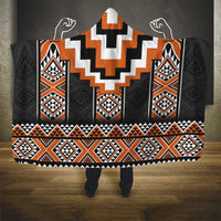 Orange Taniko Pattern Aotearoa Hooded Blanket Niho Taniwha Mix Poutama LT14 - Polynesian Pride