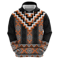 Orange Taniko Pattern Aotearoa Hoodie Niho Taniwha Mix Poutama LT14 - Polynesian Pride