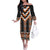 Orange Taniko Pattern Aotearoa Off The Shoulder Long Sleeve Dress Niho Taniwha Mix Poutama LT14