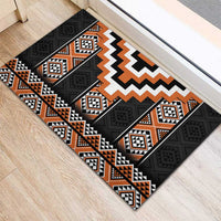 Orange Taniko Pattern Aotearoa Rubber Doormat Niho Taniwha Mix Poutama LT14 - Polynesian Pride