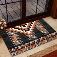 Orange Taniko Pattern Aotearoa Rubber Doormat Niho Taniwha Mix Poutama LT14 - Polynesian Pride