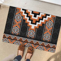 Orange Taniko Pattern Aotearoa Rubber Doormat Niho Taniwha Mix Poutama LT14 - Polynesian Pride