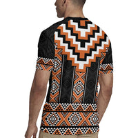 Orange Taniko Pattern Aotearoa Rugby Jersey Niho Taniwha Mix Poutama LT14 - Polynesian Pride
