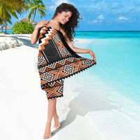 Orange Taniko Pattern Aotearoa Sarong Niho Taniwha Mix Poutama LT14 - Polynesian Pride