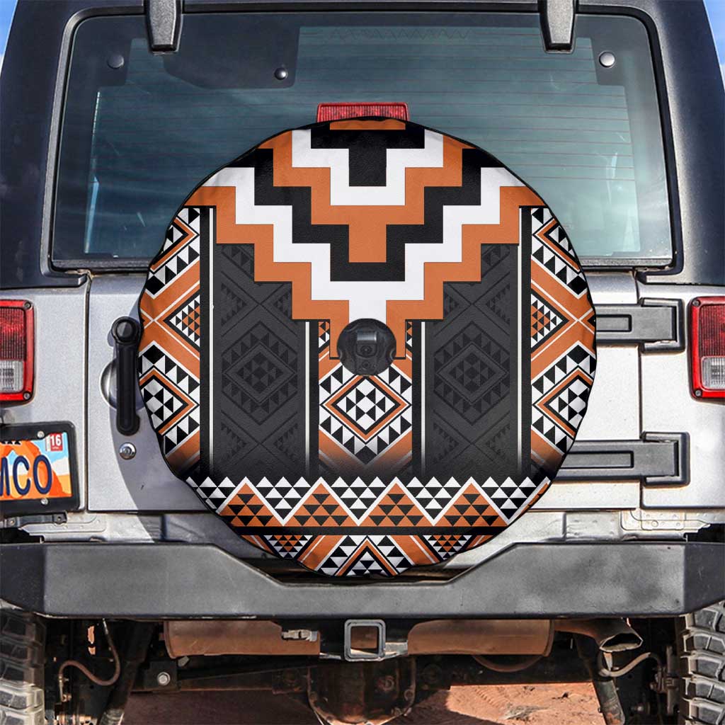 Orange Taniko Pattern Aotearoa Spare Tire Cover Niho Taniwha Mix Poutama LT14 Orange - Polynesian Pride