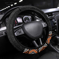 Orange Taniko Pattern Aotearoa Steering Wheel Cover Niho Taniwha Mix Poutama LT14 Universal Fit Orange - Polynesian Pride