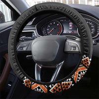 Orange Taniko Pattern Aotearoa Steering Wheel Cover Niho Taniwha Mix Poutama LT14 - Polynesian Pride