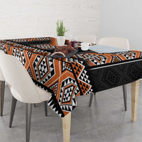 Orange Taniko Pattern Aotearoa Tablecloth Niho Taniwha Mix Poutama LT14 - Polynesian Pride