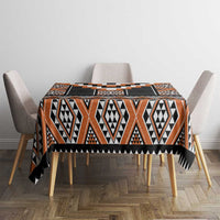 Orange Taniko Pattern Aotearoa Tablecloth Niho Taniwha Mix Poutama LT14 - Polynesian Pride