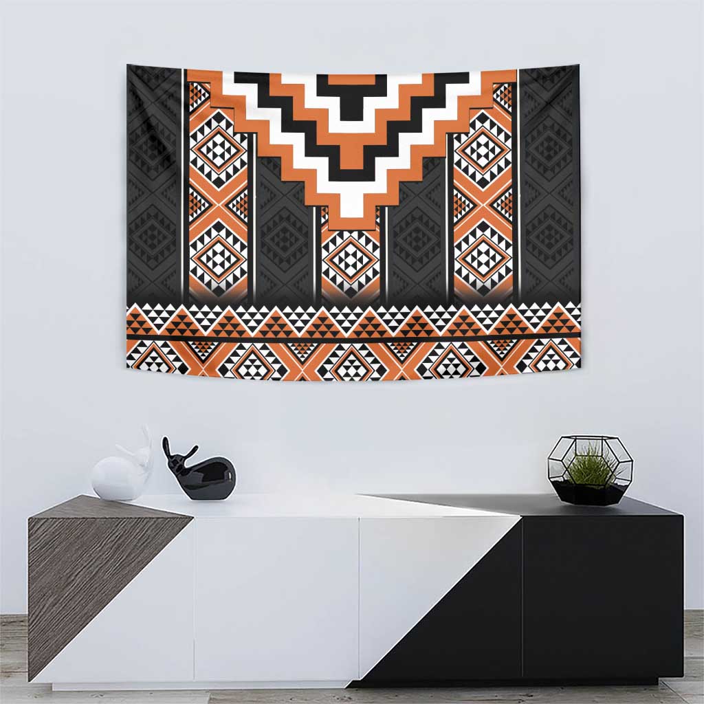 Orange Taniko Pattern Aotearoa Tapestry Niho Taniwha Mix Poutama LT14 - Polynesian Pride