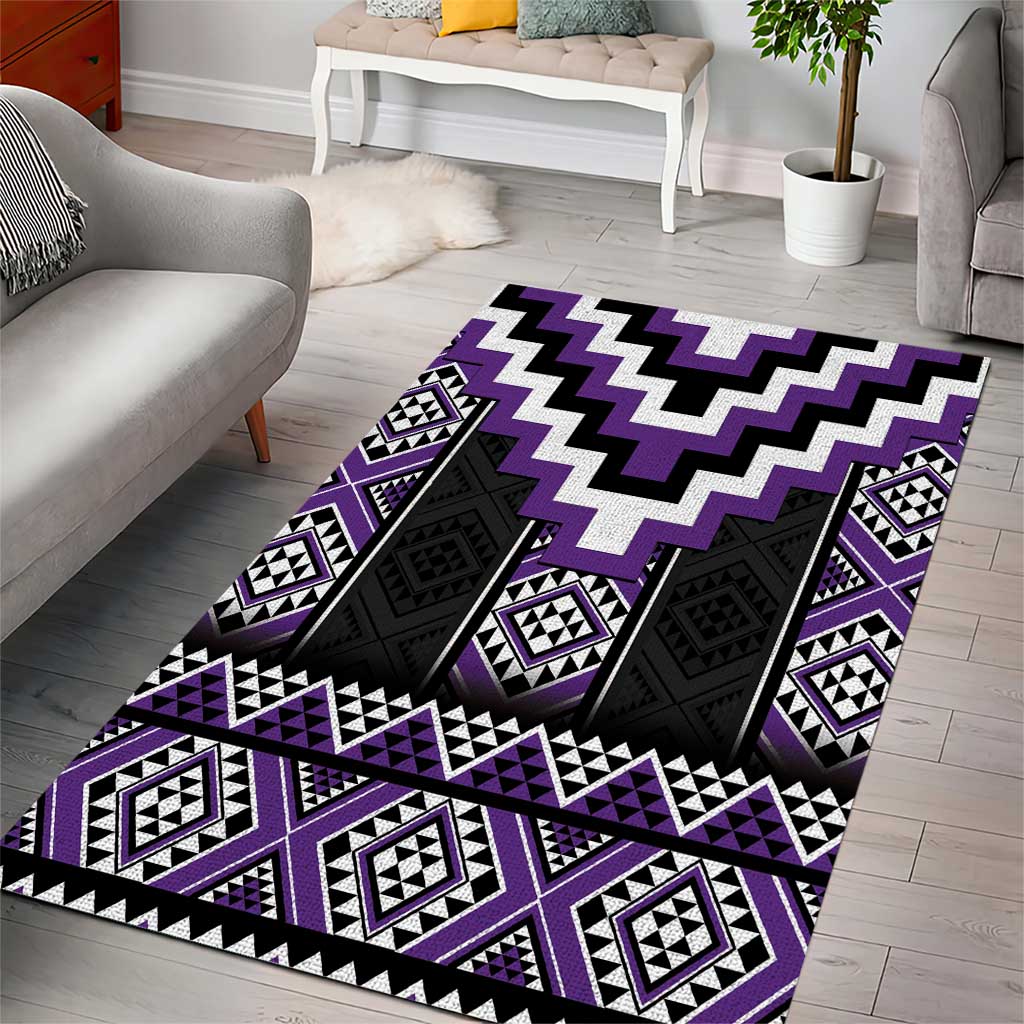 Purple Taniko Pattern Aotearoa Area Rug Niho Taniwha Mix Poutama LT14 - Polynesian Pride