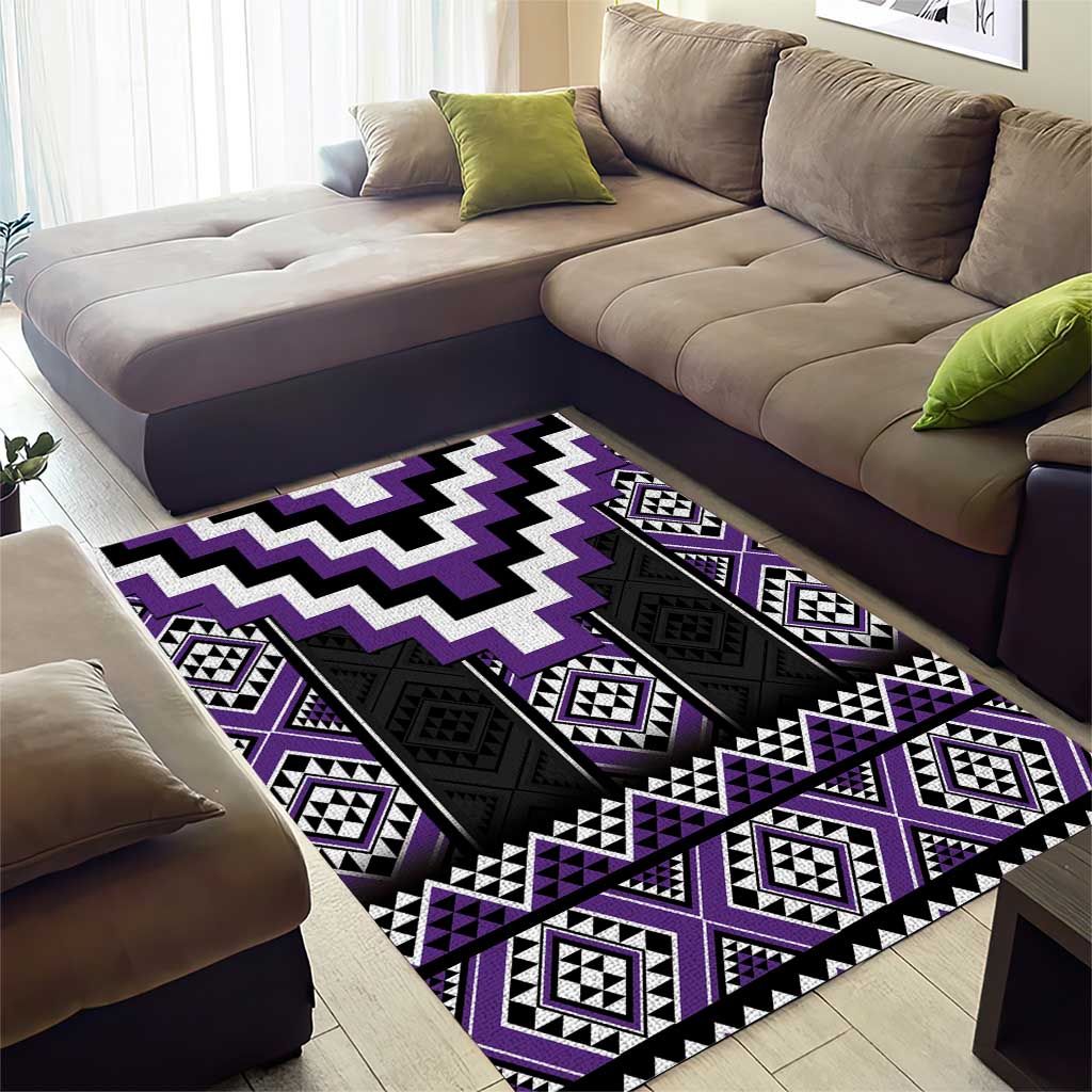 Purple Taniko Pattern Aotearoa Area Rug Niho Taniwha Mix Poutama LT14 - Polynesian Pride