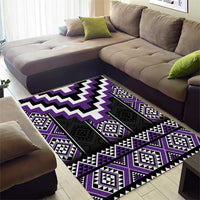 Purple Taniko Pattern Aotearoa Area Rug Niho Taniwha Mix Poutama LT14 - Polynesian Pride