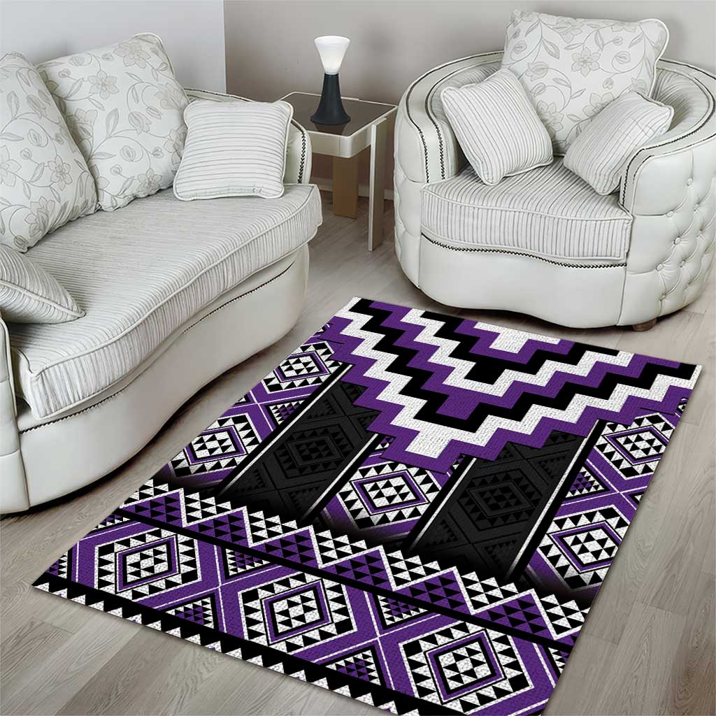 Purple Taniko Pattern Aotearoa Area Rug Niho Taniwha Mix Poutama LT14 - Polynesian Pride