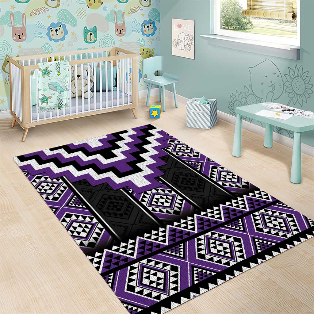 Purple Taniko Pattern Aotearoa Area Rug Niho Taniwha Mix Poutama LT14 - Polynesian Pride