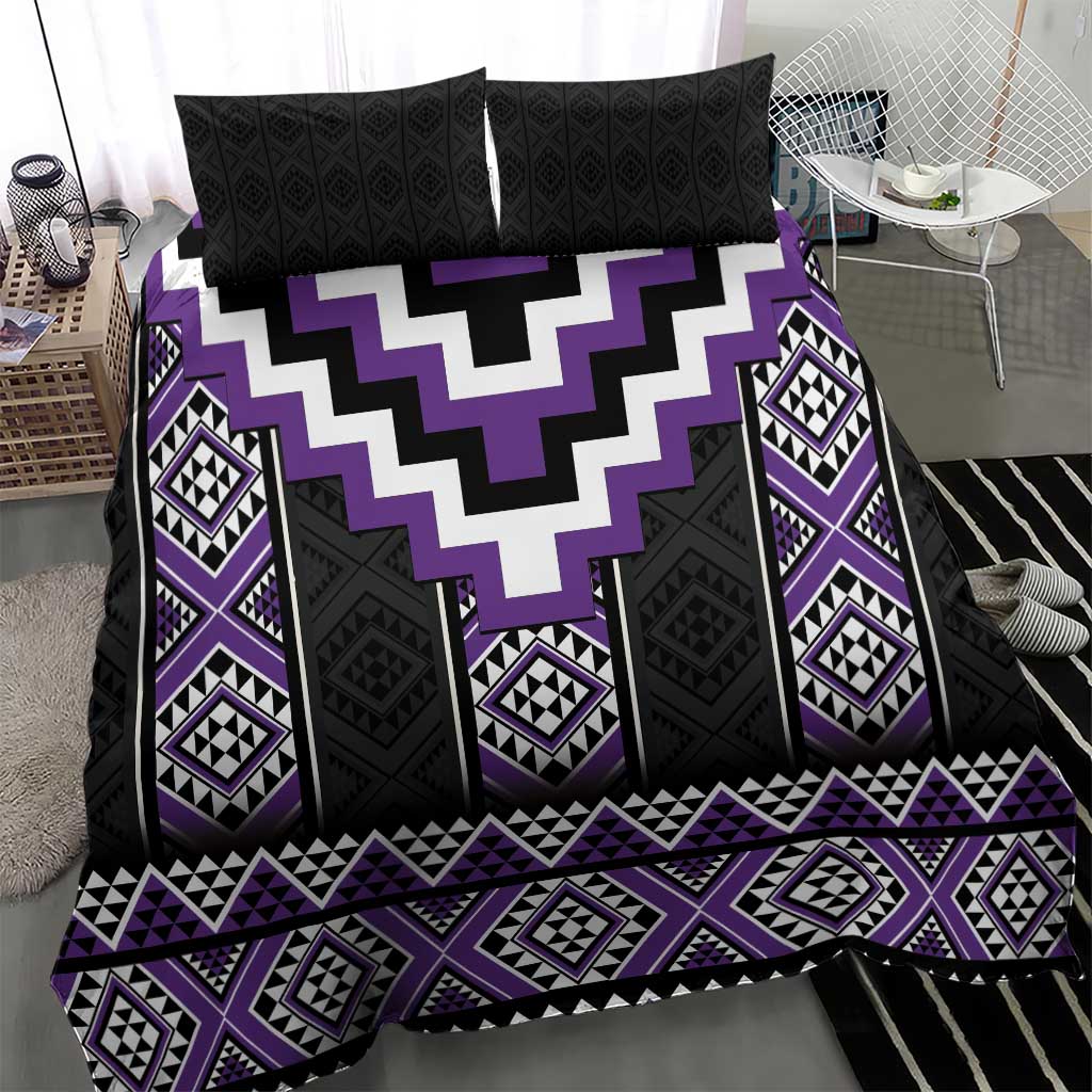 Purple Taniko Pattern Aotearoa Bedding Set Niho Taniwha Mix Poutama LT14 - Polynesian Pride