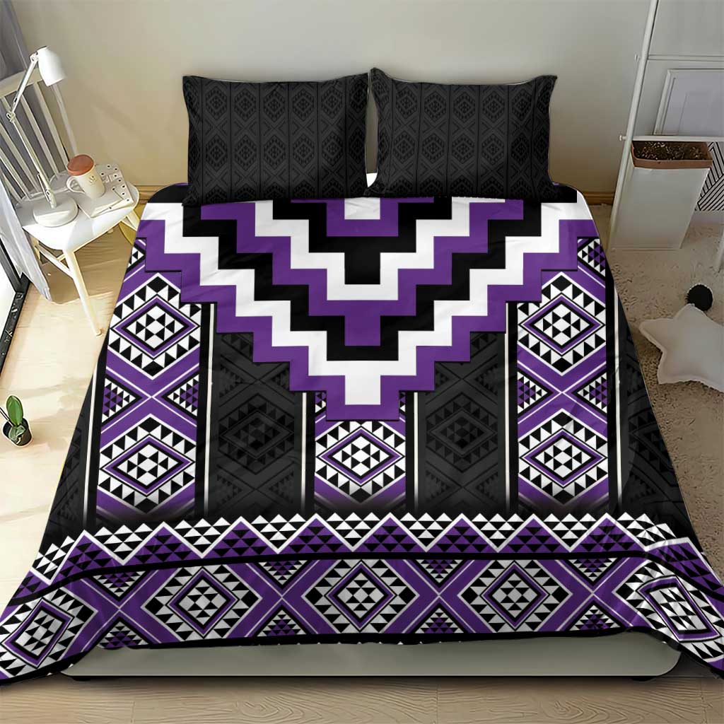 Purple Taniko Pattern Aotearoa Bedding Set Niho Taniwha Mix Poutama LT14 - Polynesian Pride