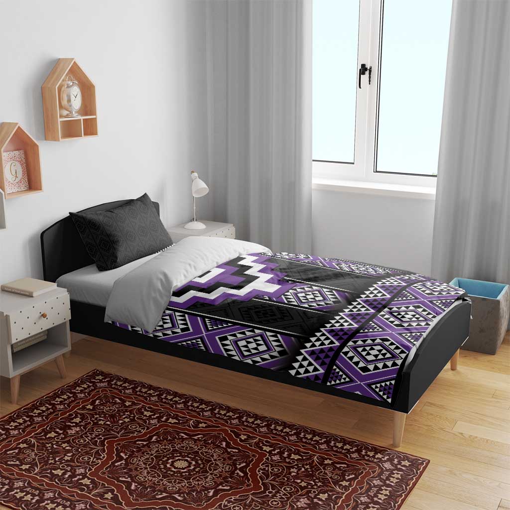 Purple Taniko Pattern Aotearoa Bedding Set Niho Taniwha Mix Poutama LT14 - Polynesian Pride