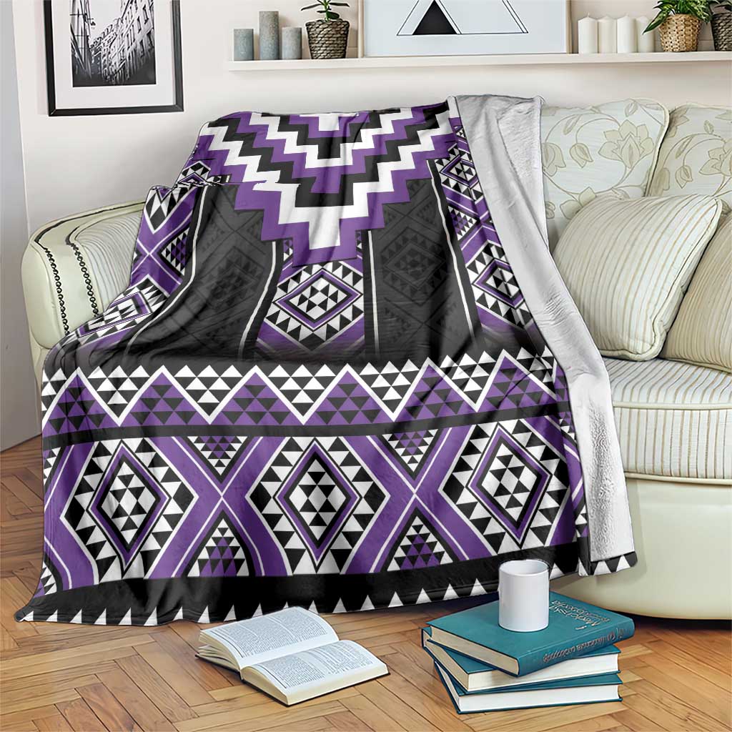 Purple Taniko Pattern Aotearoa Blanket Niho Taniwha Mix Poutama LT14 Purple - Polynesian Pride