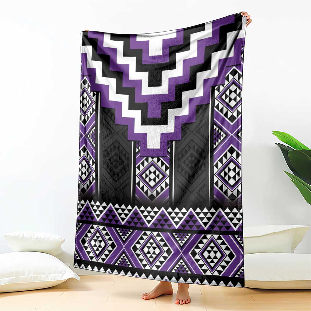 Purple Taniko Pattern Aotearoa Blanket Niho Taniwha Mix Poutama LT14 - Polynesian Pride