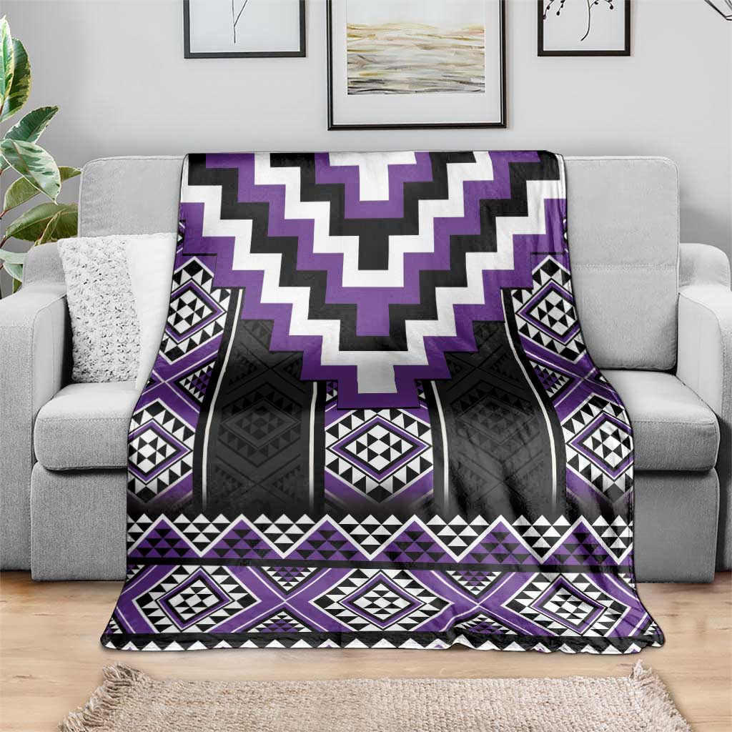 Purple Taniko Pattern Aotearoa Blanket Niho Taniwha Mix Poutama LT14 - Polynesian Pride