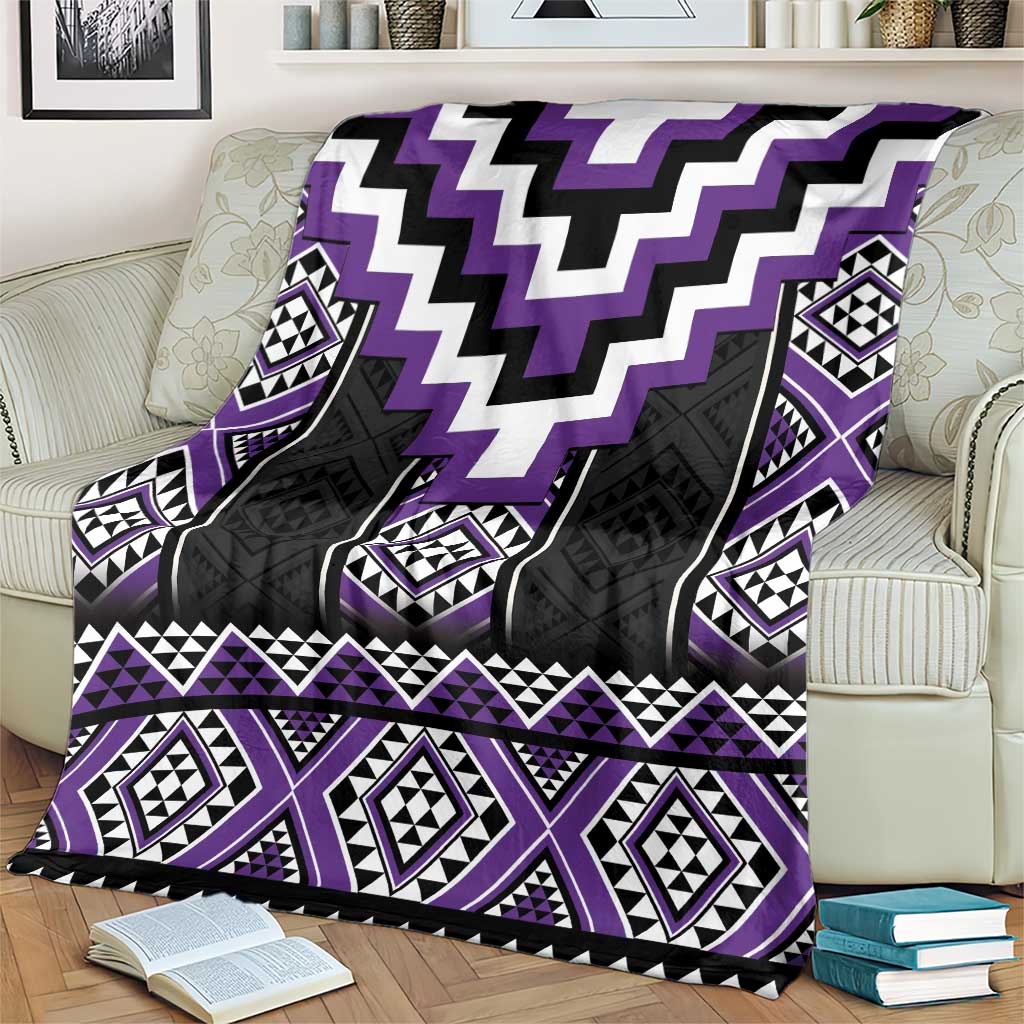 Purple Taniko Pattern Aotearoa Blanket Niho Taniwha Mix Poutama LT14 - Polynesian Pride