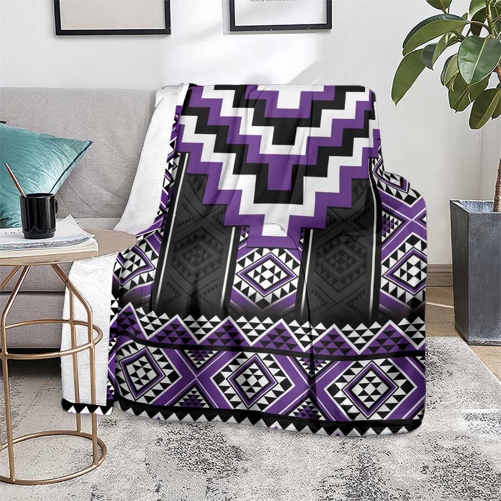 Purple Taniko Pattern Aotearoa Blanket Niho Taniwha Mix Poutama LT14 - Polynesian Pride