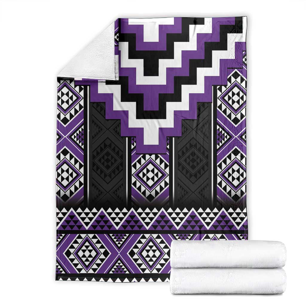 Purple Taniko Pattern Aotearoa Blanket Niho Taniwha Mix Poutama LT14 - Polynesian Pride