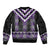 Purple Taniko Pattern Aotearoa Bomber Jacket Niho Taniwha Mix Poutama LT14