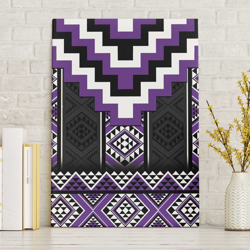 Purple Taniko Pattern Aotearoa Canvas Wall Art Niho Taniwha Mix Poutama LT14 Without Frame Purple - Polynesian Pride