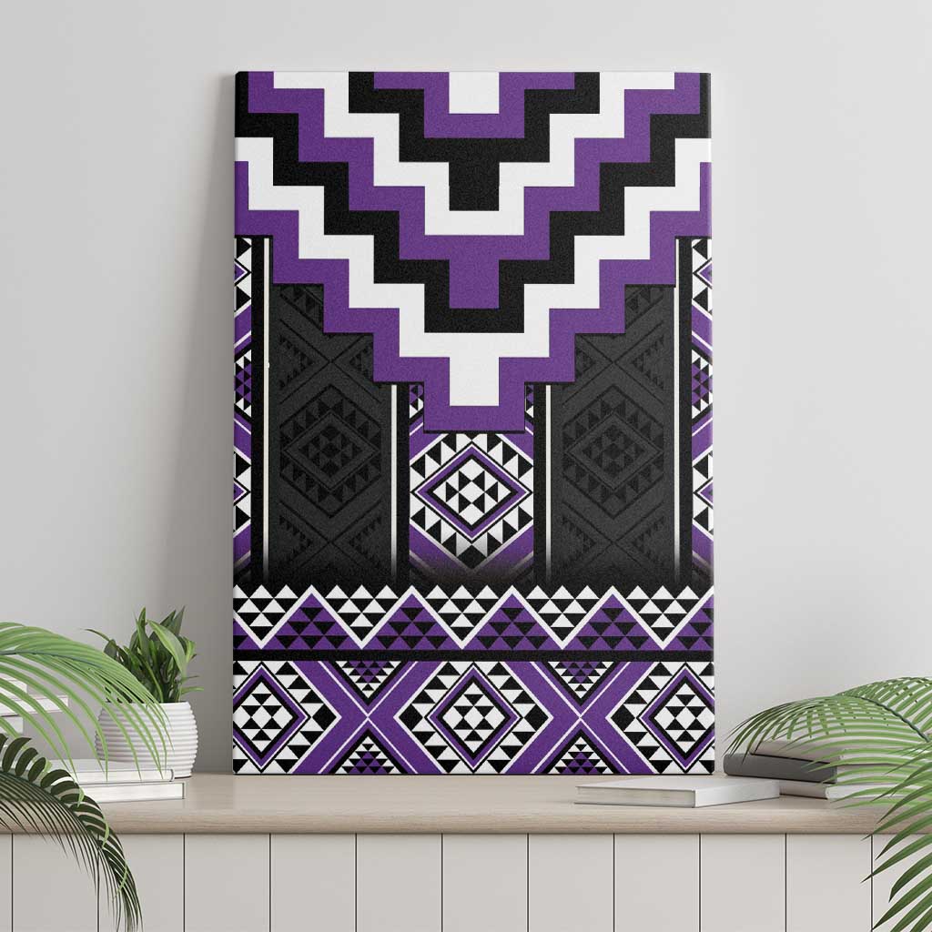 Purple Taniko Pattern Aotearoa Canvas Wall Art Niho Taniwha Mix Poutama LT14 - Polynesian Pride