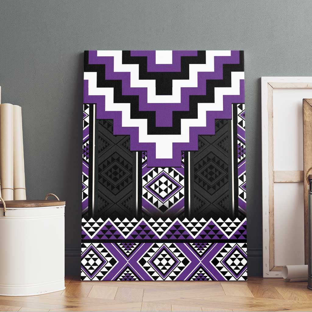 Purple Taniko Pattern Aotearoa Canvas Wall Art Niho Taniwha Mix Poutama LT14 - Polynesian Pride