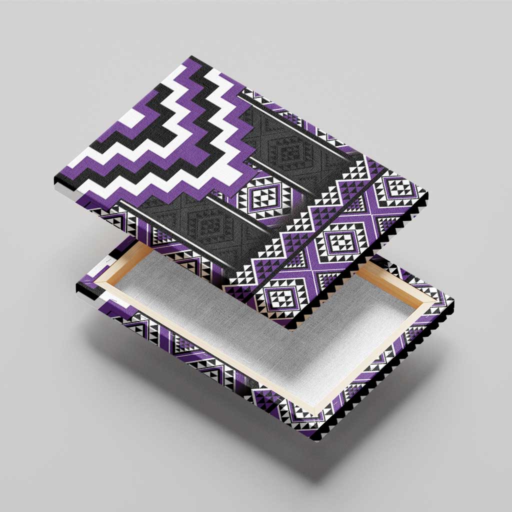 Purple Taniko Pattern Aotearoa Canvas Wall Art Niho Taniwha Mix Poutama LT14 - Polynesian Pride