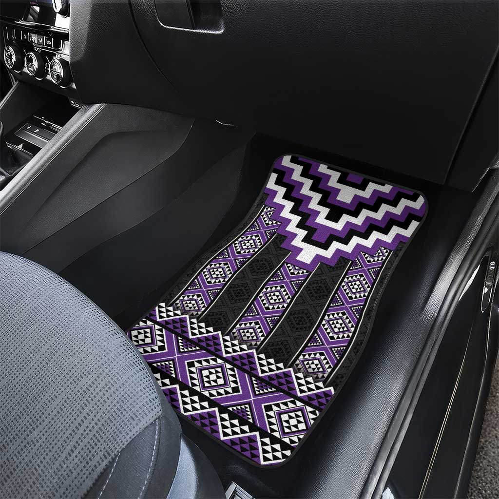 Purple Taniko Pattern Aotearoa Car Mats Niho Taniwha Mix Poutama LT14 - Polynesian Pride