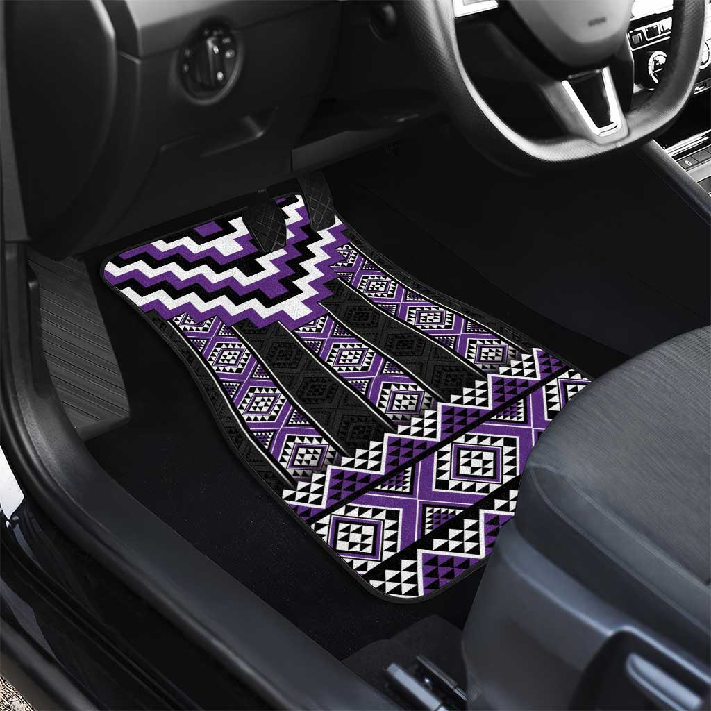 Purple Taniko Pattern Aotearoa Car Mats Niho Taniwha Mix Poutama LT14 - Polynesian Pride