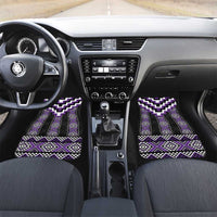 Purple Taniko Pattern Aotearoa Car Mats Niho Taniwha Mix Poutama LT14 Set 2pcs - Front Purple - Polynesian Pride