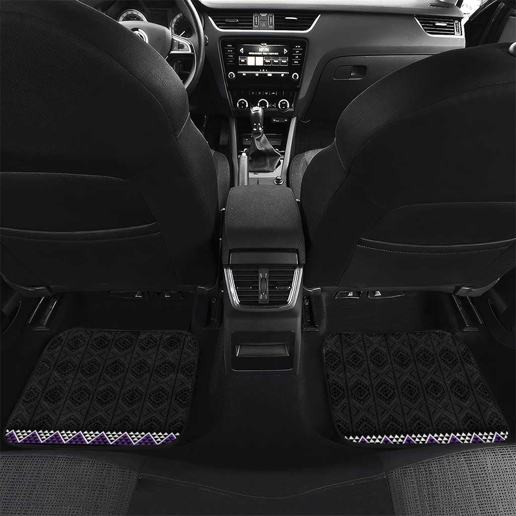 Purple Taniko Pattern Aotearoa Car Mats Niho Taniwha Mix Poutama LT14 Set 2pcs - Back Purple - Polynesian Pride