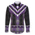 Purple Taniko Pattern Aotearoa Family Matching Long Sleeve Bodycon Dress and Hawaiian Shirt Niho Taniwha Mix Poutama LT14