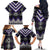 Purple Taniko Pattern Aotearoa Family Matching Off The Shoulder Long Sleeve Dress and Hawaiian Shirt Niho Taniwha Mix Poutama