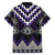 Purple Taniko Pattern Aotearoa Family Matching Off The Shoulder Long Sleeve Dress and Hawaiian Shirt Niho Taniwha Mix Poutama