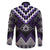 Purple Taniko Pattern Aotearoa Family Matching Off The Shoulder Long Sleeve Dress and Hawaiian Shirt Niho Taniwha Mix Poutama