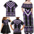 Purple Taniko Pattern Aotearoa Family Matching Off Shoulder Maxi Dress and Hawaiian Shirt Niho Taniwha Mix Poutama LT14