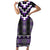 Purple Taniko Pattern Aotearoa Family Matching Short Sleeve Bodycon Dress and Hawaiian Shirt Niho Taniwha Mix Poutama LT14