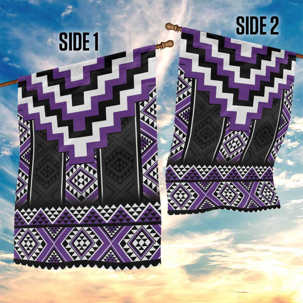 Purple Taniko Pattern Aotearoa Garden Flag Niho Taniwha Mix Poutama LT14 - Polynesian Pride