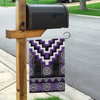 Purple Taniko Pattern Aotearoa Garden Flag Niho Taniwha Mix Poutama LT14 - Polynesian Pride