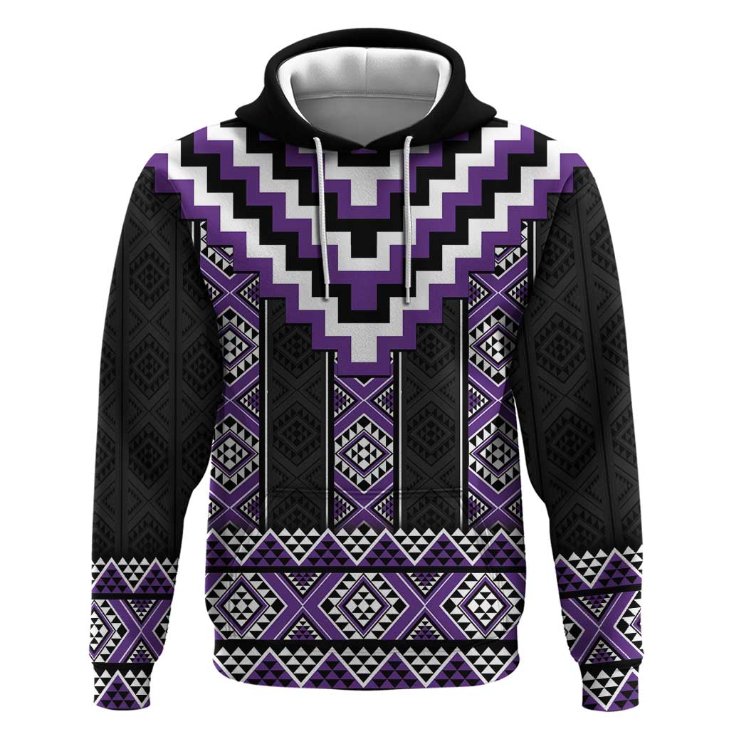 Purple Taniko Pattern Aotearoa Hoodie Niho Taniwha Mix Poutama LT14