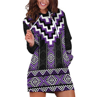 Purple Taniko Pattern Aotearoa Hoodie Dress Niho Taniwha Mix Poutama LT14 Purple - Polynesian Pride