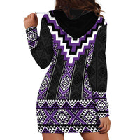 Purple Taniko Pattern Aotearoa Hoodie Dress Niho Taniwha Mix Poutama LT14 - Polynesian Pride