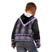Purple Taniko Pattern Aotearoa Kid Hoodie Niho Taniwha Mix Poutama LT14 - Polynesian Pride