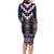 Purple Taniko Pattern Aotearoa Long Sleeve Bodycon Dress Niho Taniwha Mix Poutama LT14